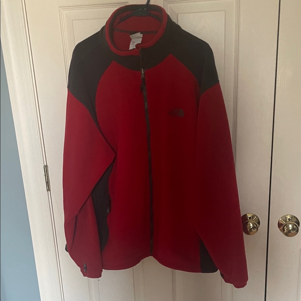 Red and charcoal gray Northface Fleece Jacket men’s size extra large